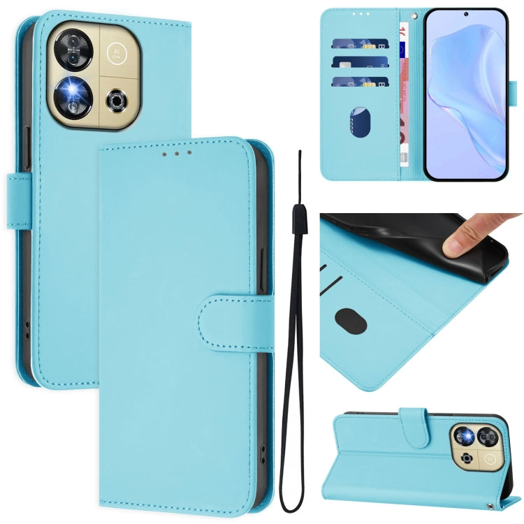 Skin Feel Solid Color Leather Phone Case with Lanyard, For Oukitel C57s