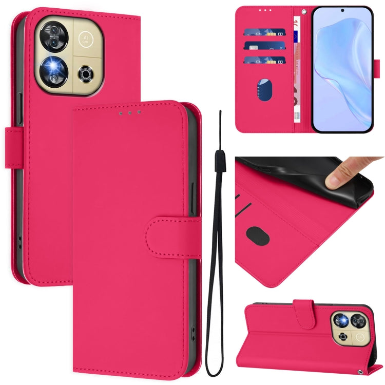 Skin Feel Solid Color Leather Phone Case with Lanyard, For Oukitel C57s