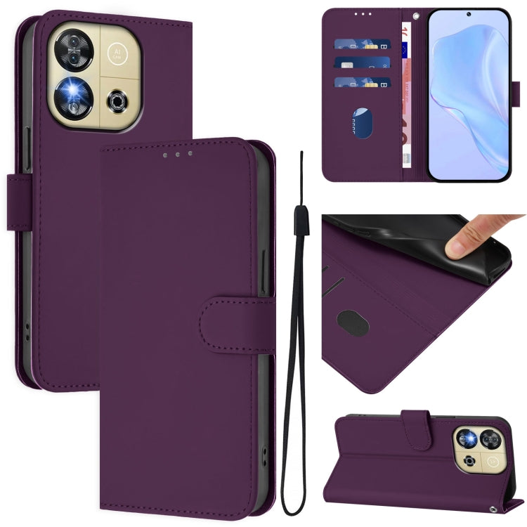 Skin Feel Solid Color Leather Phone Case with Lanyard, For Oukitel C57s