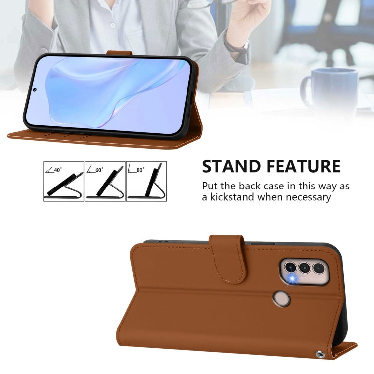 Skin Feel Solid Color Leather Phone Case with Lanyard, For Motorola Moto E20 / E30 / E40