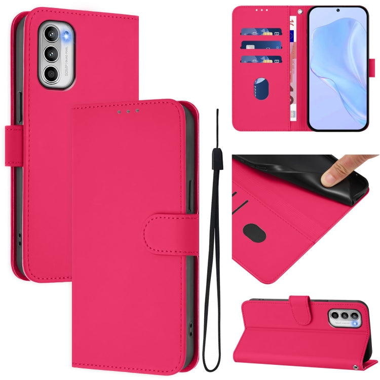 Skin Feel Solid Color Leather Phone Case with Lanyard, For Motorola Edge 70 Pro