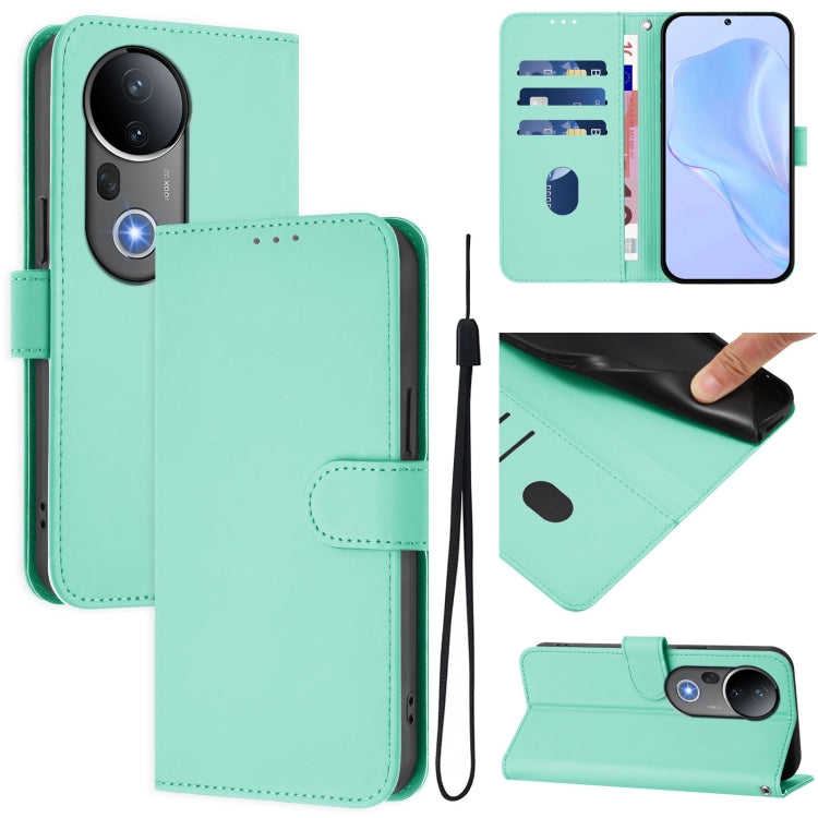 Skin Feel Solid Color Leather Phone Case with Lanyard, For vivo S20 Pro