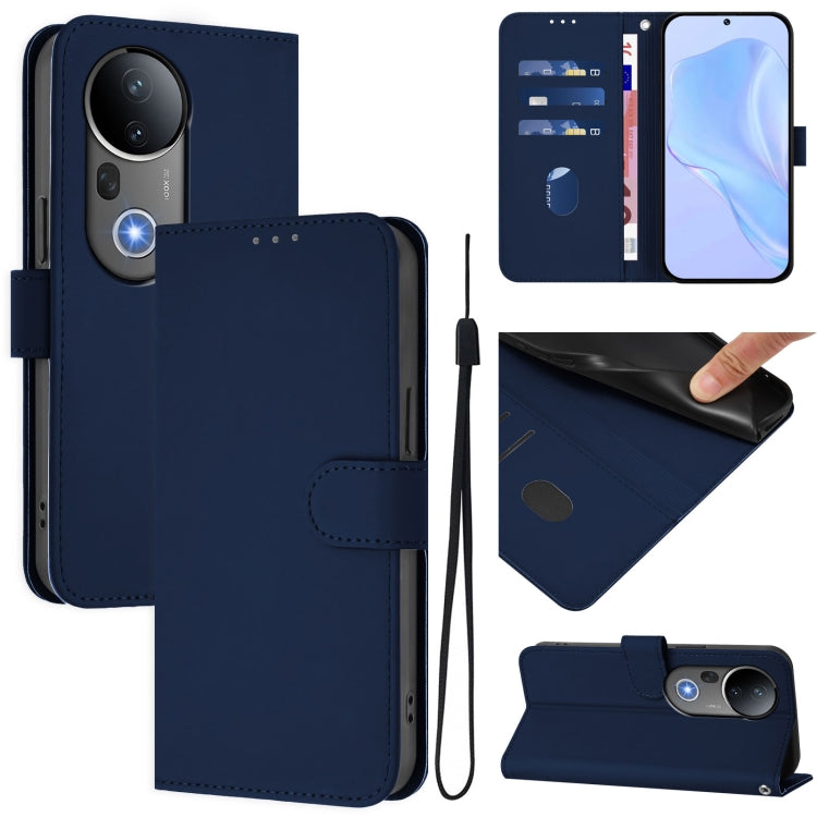 Skin Feel Solid Color Leather Phone Case with Lanyard, For vivo S20 Pro
