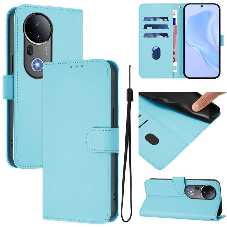 Skin Feel Solid Color Leather Phone Case with Lanyard, For vivo S20 Pro