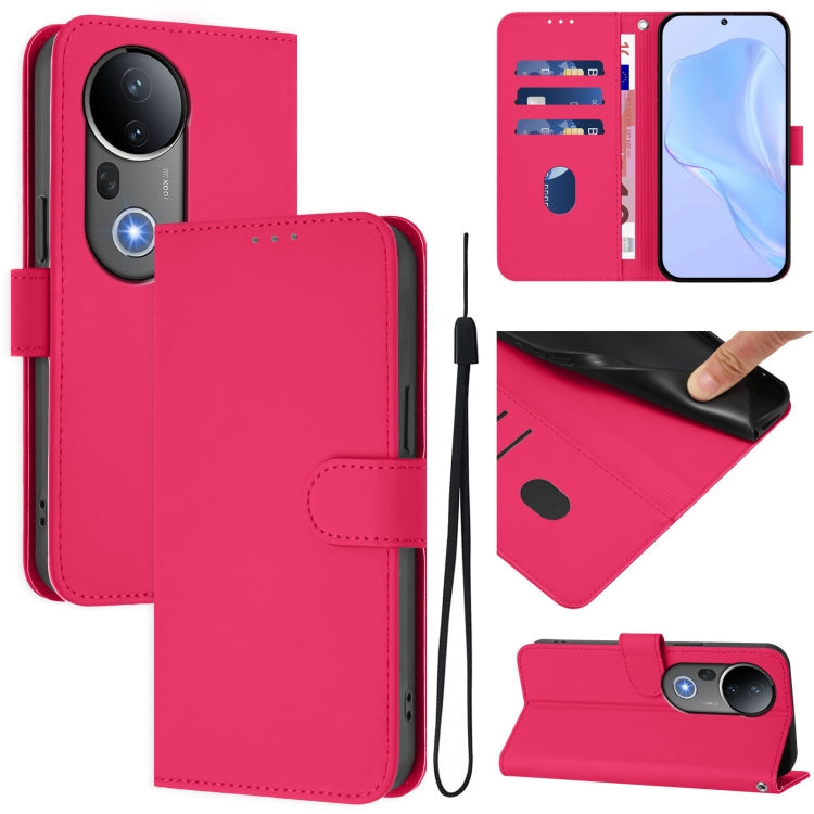 Skin Feel Solid Color Leather Phone Case with Lanyard, For vivo S20 Pro