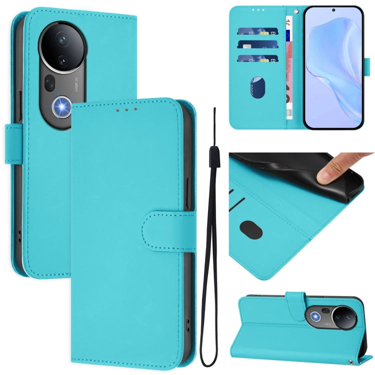 Skin Feel Solid Color Leather Phone Case with Lanyard, For vivo S20 Pro