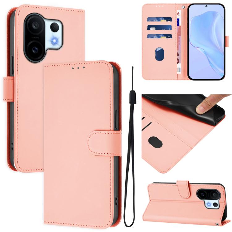 Skin Feel Solid Color Leather Phone Case with Lanyard, For vivo S30 Pro mini