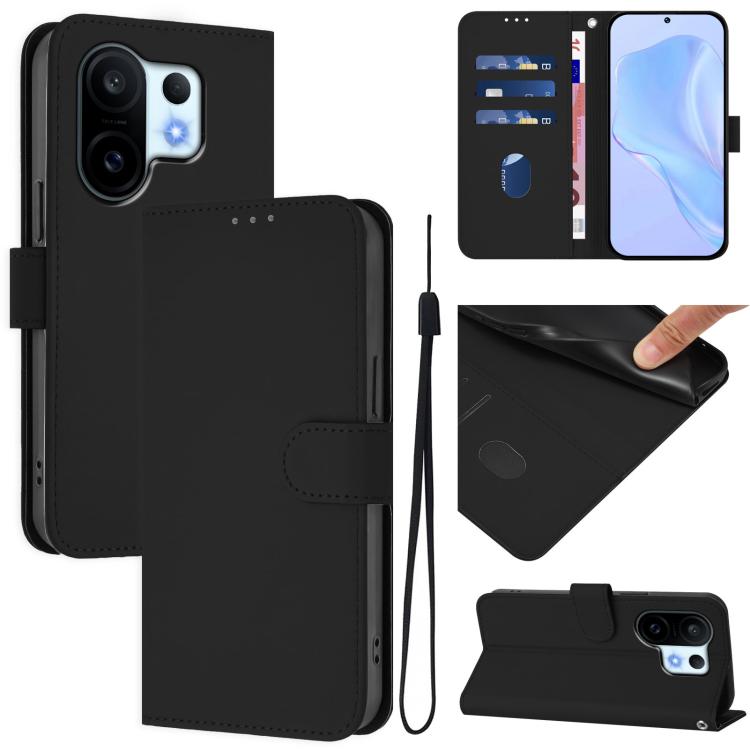 Skin Feel Solid Color Leather Phone Case with Lanyard, For vivo S30 Pro mini