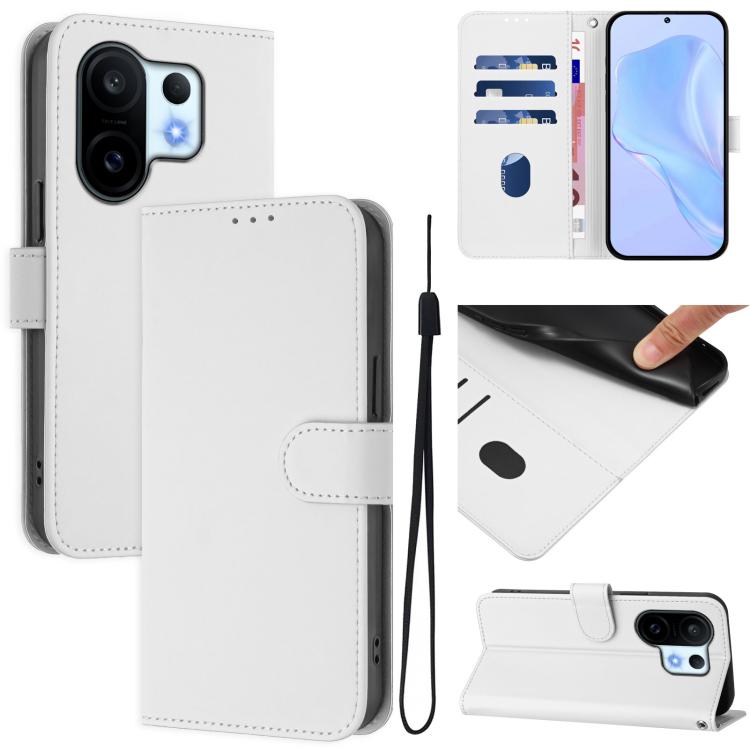 Skin Feel Solid Color Leather Phone Case with Lanyard, For vivo S30 Pro mini