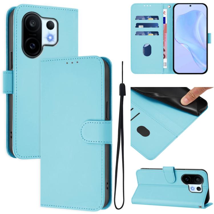 Skin Feel Solid Color Leather Phone Case with Lanyard, For vivo S30 Pro mini