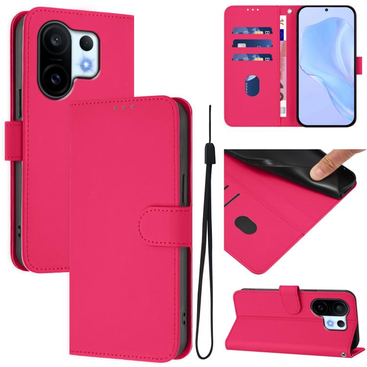 Skin Feel Solid Color Leather Phone Case with Lanyard, For vivo S30 Pro mini