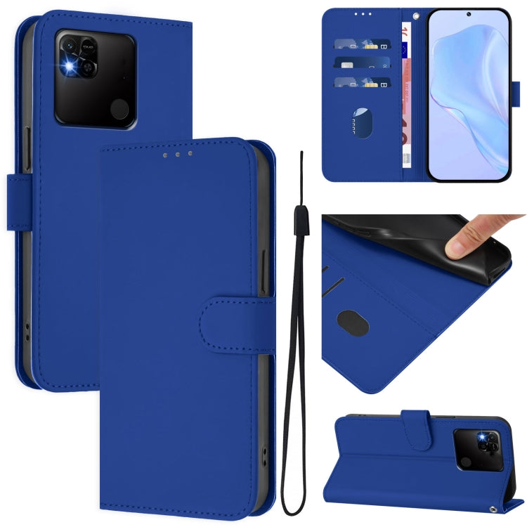 Skin Feel Solid Color Leather Phone Case with Lanyard, For Redmi Note 10 5G / Note 10T 5G