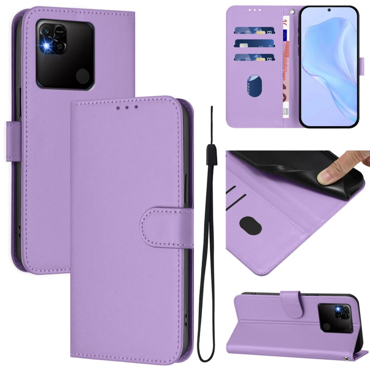 Skin Feel Solid Color Leather Phone Case with Lanyard, For Redmi Note 10 5G / Note 10T 5G