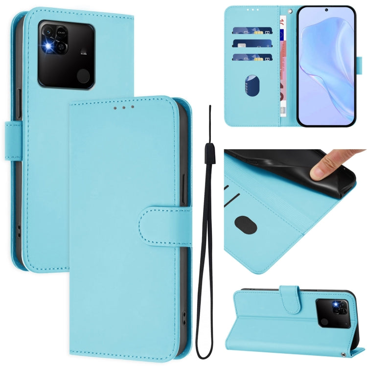 Skin Feel Solid Color Leather Phone Case with Lanyard, For Redmi Note 10 5G / Note 10T 5G