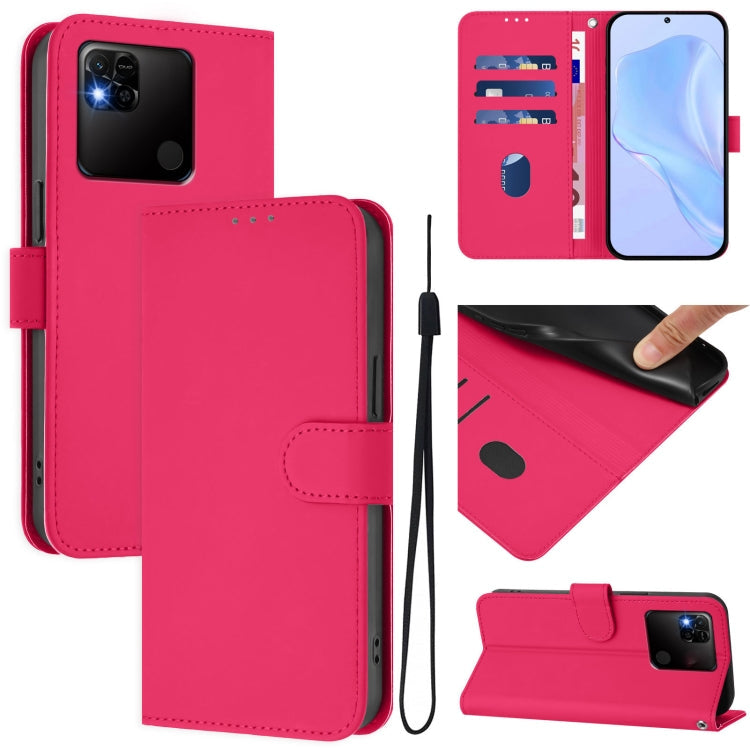 Skin Feel Solid Color Leather Phone Case with Lanyard, For Redmi Note 10 5G / Note 10T 5G