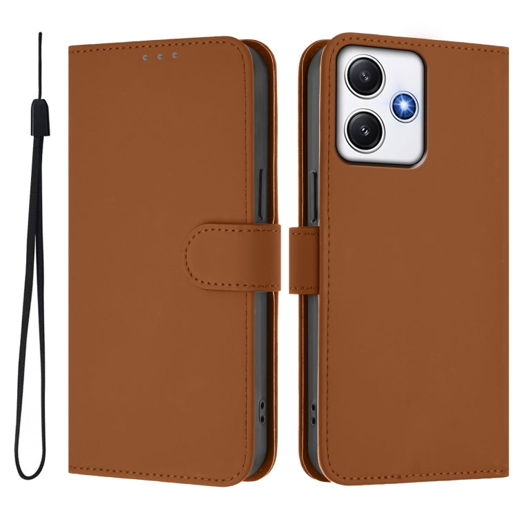 Skin Feel Solid Color Leather Phone Case with Lanyard, For Redmi Note 11 4G Global