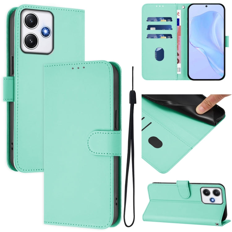 Skin Feel Solid Color Leather Phone Case with Lanyard, For Redmi Note 11 4G Global