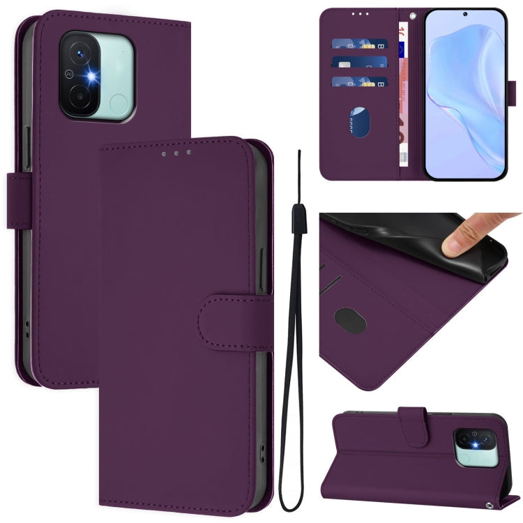 Skin Feel Solid Color Leather Phone Case with Lanyard, For Redmi Note 11 Pro+ 5G EU Version