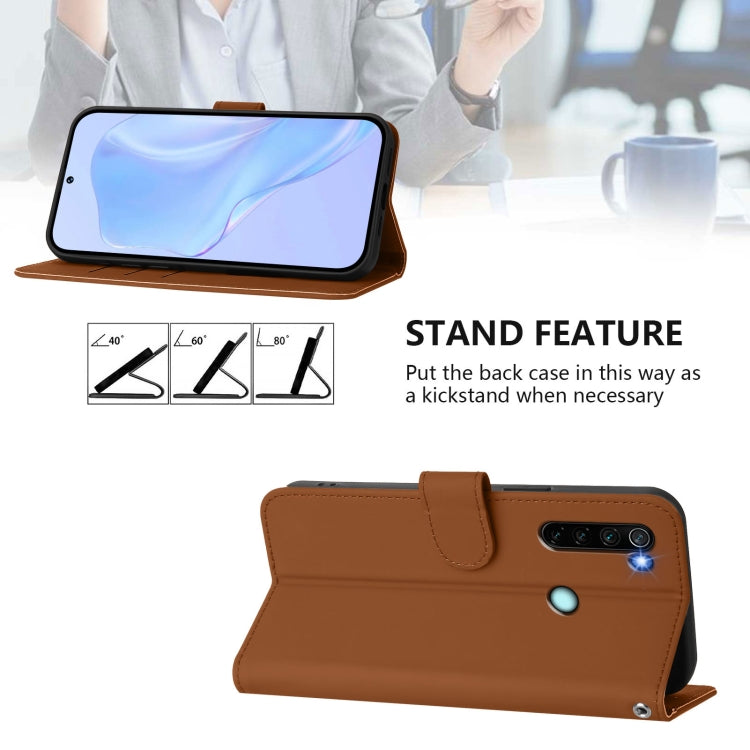 Skin Feel Solid Color Leather Phone Case with Lanyard, For Redmi Note 8