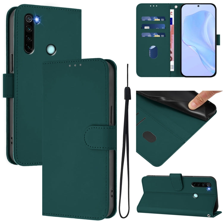 Skin Feel Solid Color Leather Phone Case with Lanyard, For Redmi Note 8