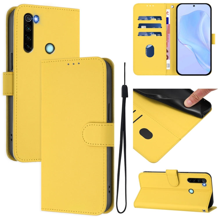 Skin Feel Solid Color Leather Phone Case with Lanyard, For Redmi Note 8