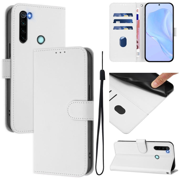 Skin Feel Solid Color Leather Phone Case with Lanyard, For Redmi Note 8