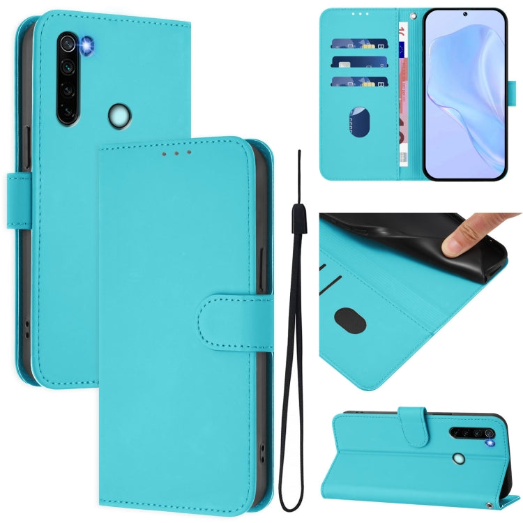 Skin Feel Solid Color Leather Phone Case with Lanyard, For Redmi Note 8