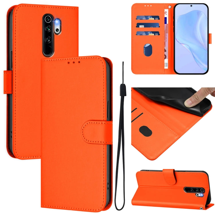 Skin Feel Solid Color Leather Phone Case with Lanyard, For Redmi Note 8 Pro