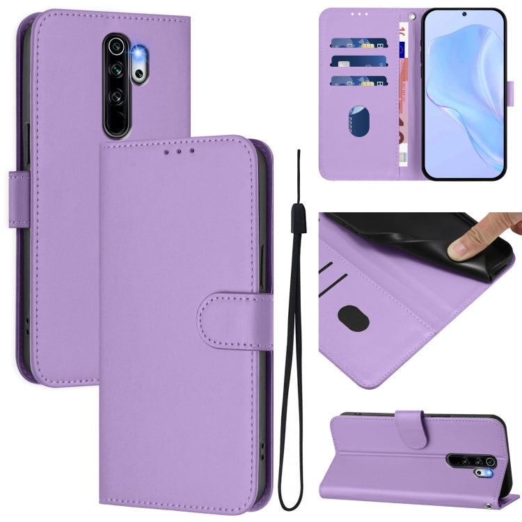 Skin Feel Solid Color Leather Phone Case with Lanyard, For Redmi Note 8 Pro