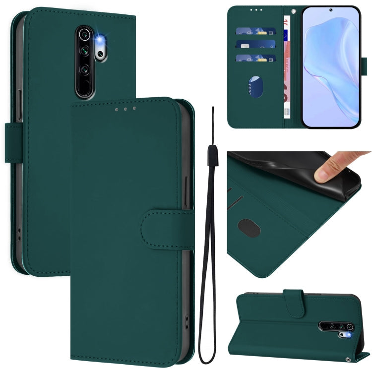 Skin Feel Solid Color Leather Phone Case with Lanyard, For Redmi Note 8 Pro