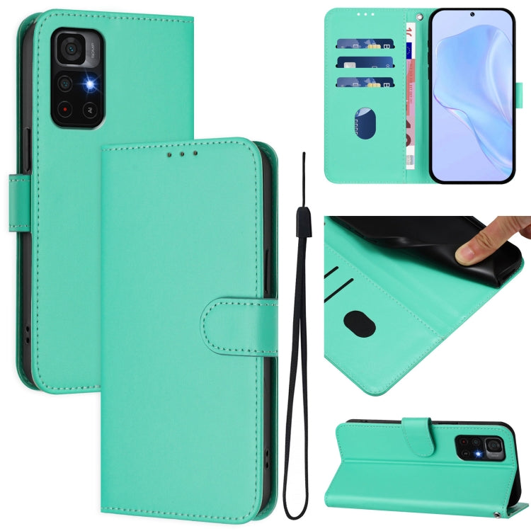 Skin Feel Solid Color Leather Phone Case with Lanyard, For Redmi Note 9 Pro 4G / 9S 4G