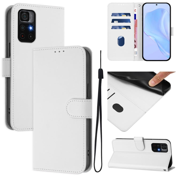 Skin Feel Solid Color Leather Phone Case with Lanyard, For Redmi Note 9 Pro 4G / 9S 4G