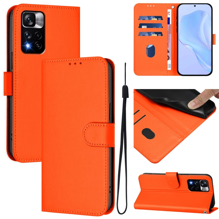 Skin Feel Solid Color Leather Phone Case with Lanyard, For Redmi K40 / K40 Pro