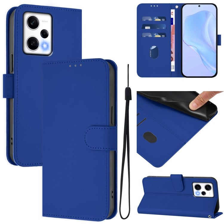 Skin Feel Solid Color Leather Phone Case with Lanyard, For Redmi K50 Ultra