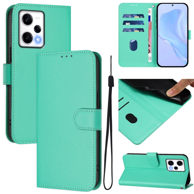 Skin Feel Solid Color Leather Phone Case with Lanyard, For Redmi K50 Ultra
