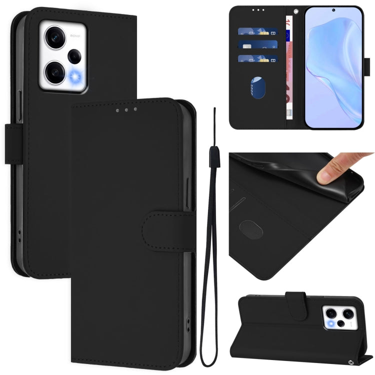 Skin Feel Solid Color Leather Phone Case with Lanyard, For Redmi K50 Ultra