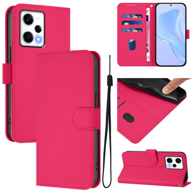 Skin Feel Solid Color Leather Phone Case with Lanyard, For Redmi K50 Ultra