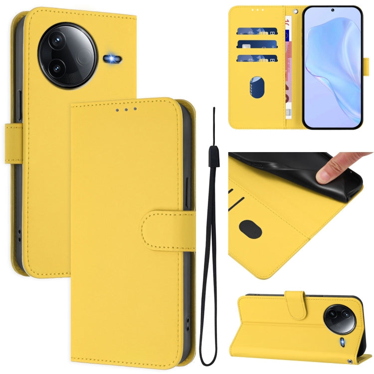 Skin Feel Solid Color Leather Phone Case with Lanyard, For Redmi Note 14 Pro 5G / 14 Pro+ 5G