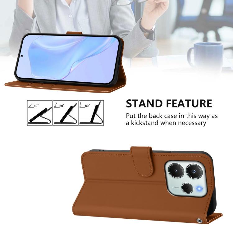 Skin Feel Solid Color Leather Phone Case with Lanyard, For Redmi K80 / K80 Pro
