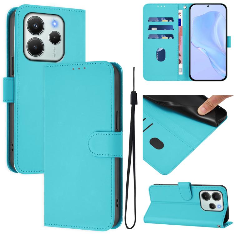 Skin Feel Solid Color Leather Phone Case with Lanyard, For Redmi K80 / K80 Pro