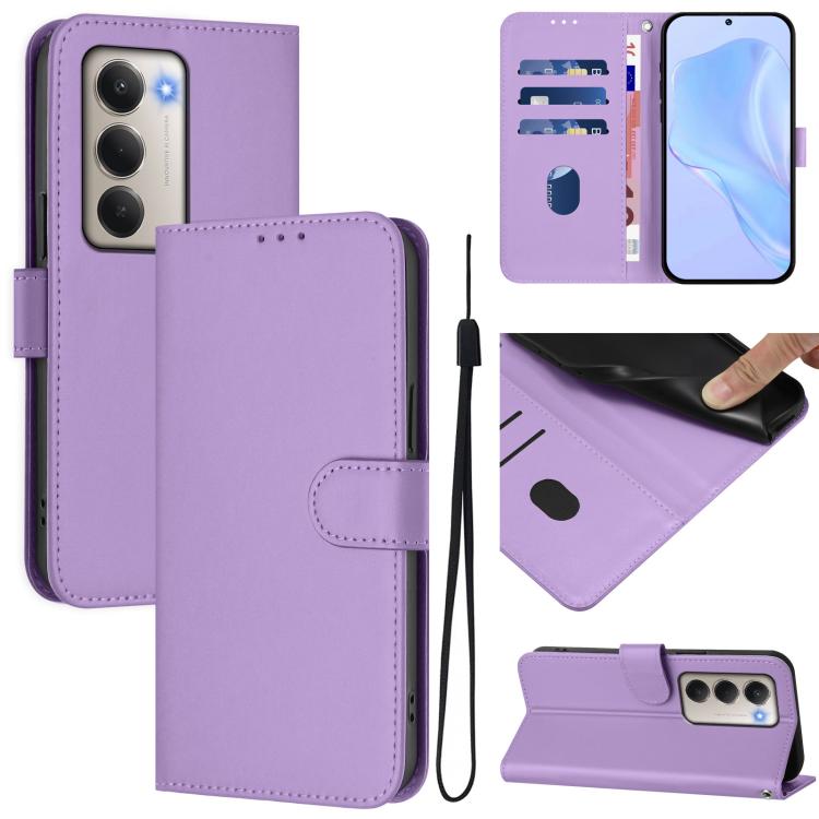 Skin Feel Solid Color Leather Phone Case with Lanyard, For Redmi Turbo 4