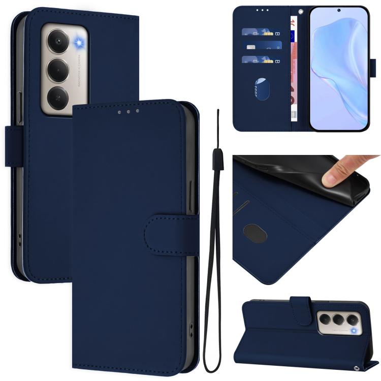 Skin Feel Solid Color Leather Phone Case with Lanyard, For Redmi Turbo 4