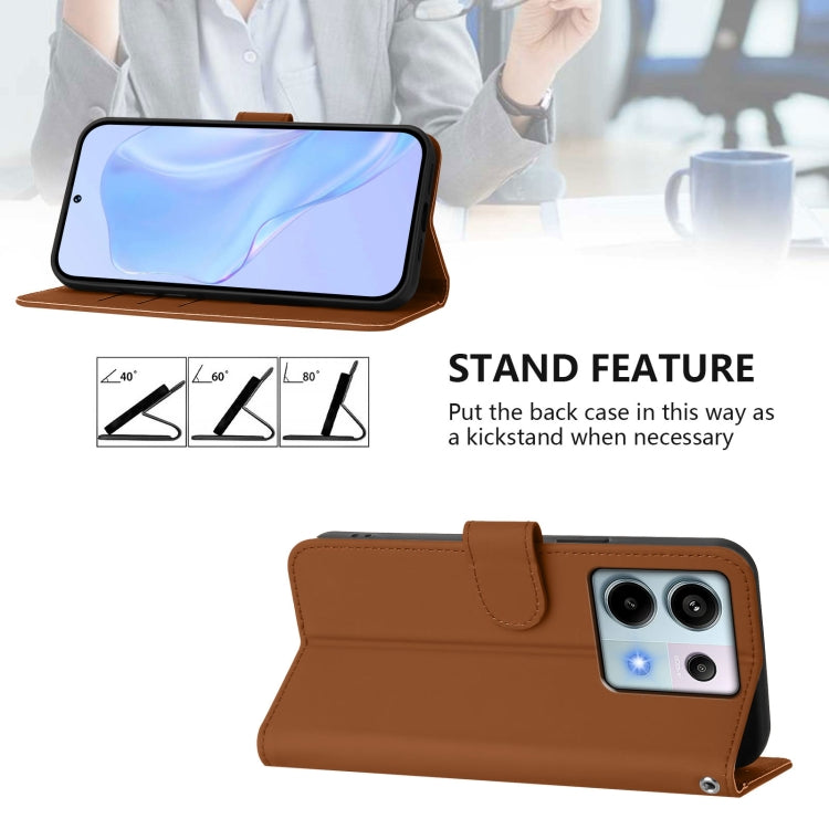 Skin Feel Solid Color Leather Phone Case with Lanyard, For Xiaomi Poco X6 5G Global