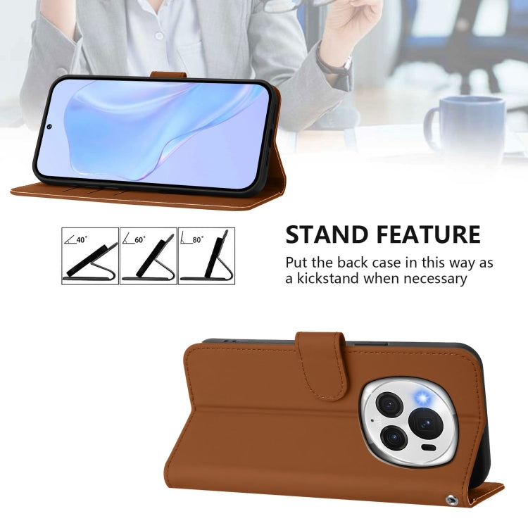 Skin Feel Solid Color Leather Phone Case with Lanyard, For Honor Magic6 Pro