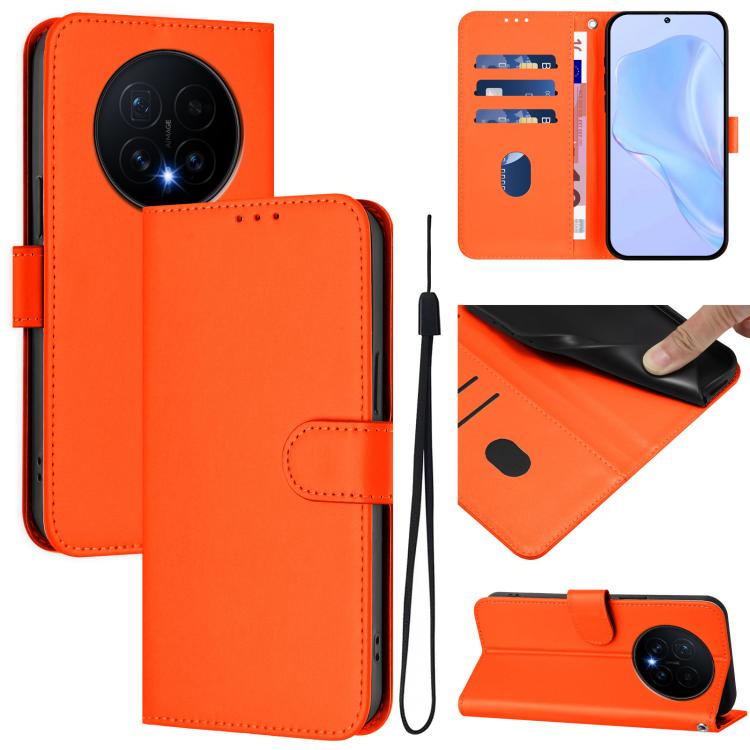 Skin Feel Solid Color Leather Phone Case with Lanyard, For Honor Magic8