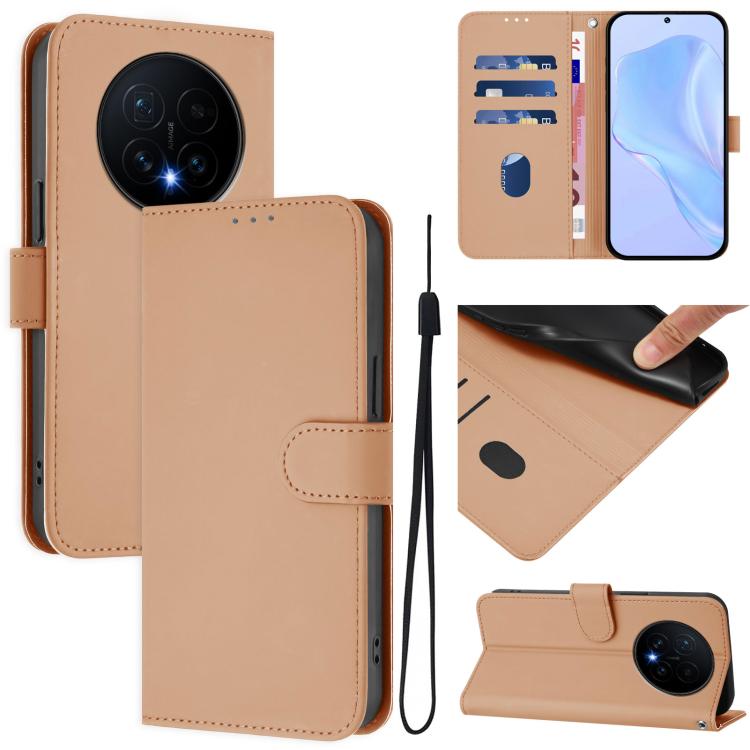 Skin Feel Solid Color Leather Phone Case with Lanyard, For Honor Magic8
