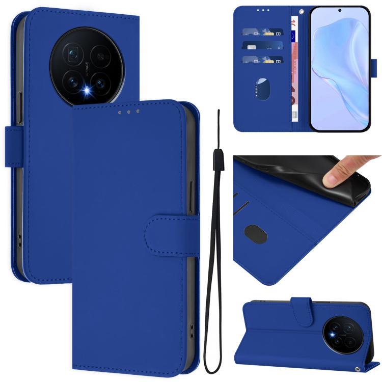 Skin Feel Solid Color Leather Phone Case with Lanyard, For Honor Magic8