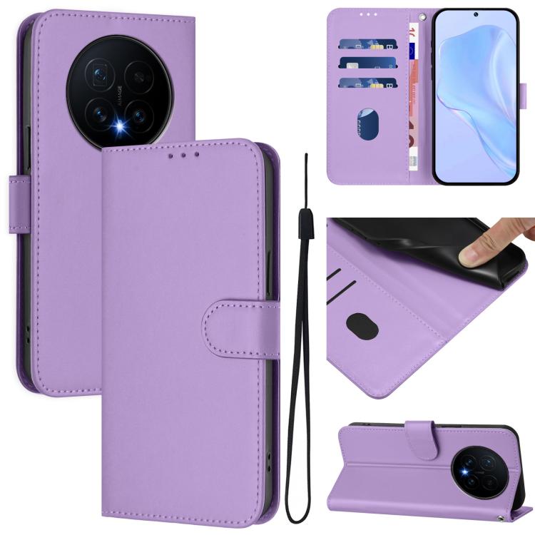 Skin Feel Solid Color Leather Phone Case with Lanyard, For Honor Magic8