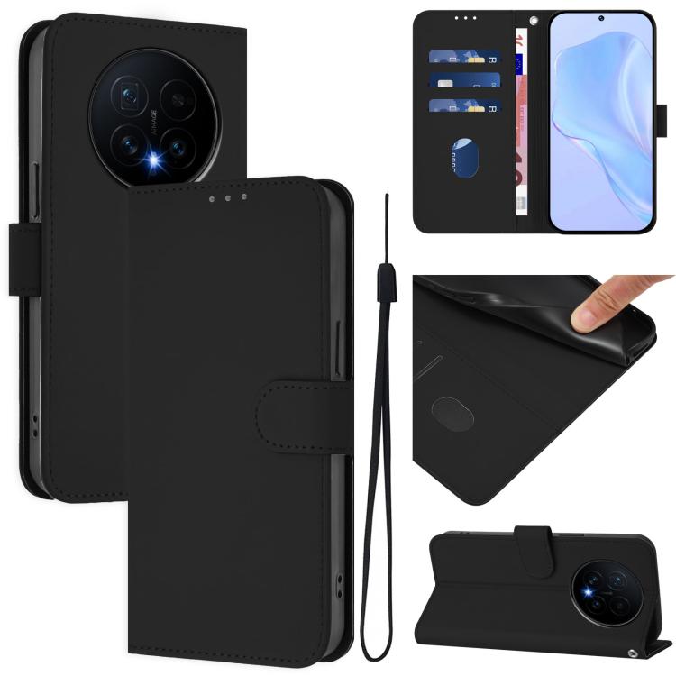 Skin Feel Solid Color Leather Phone Case with Lanyard, For Honor Magic8