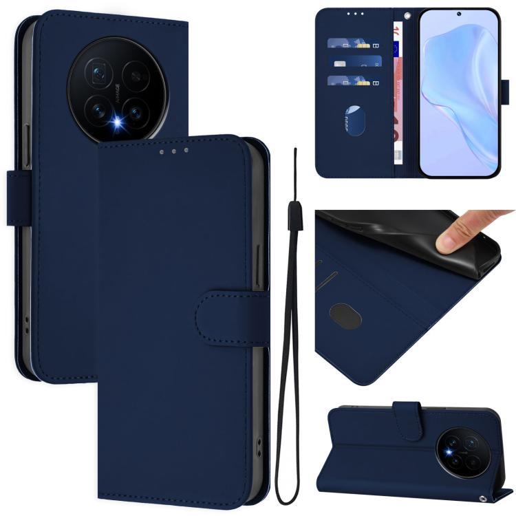 Skin Feel Solid Color Leather Phone Case with Lanyard, For Honor Magic8